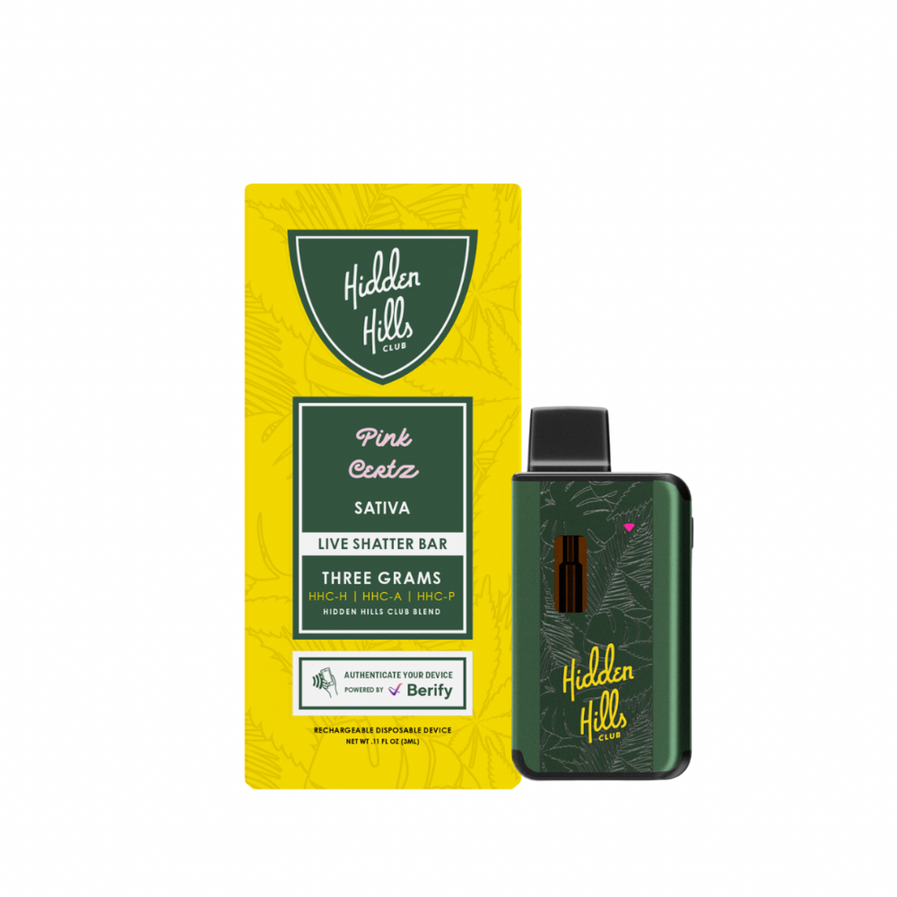 Hidden Hills Live Shatter HHC HHCA HHCP 3g Vape Disposable